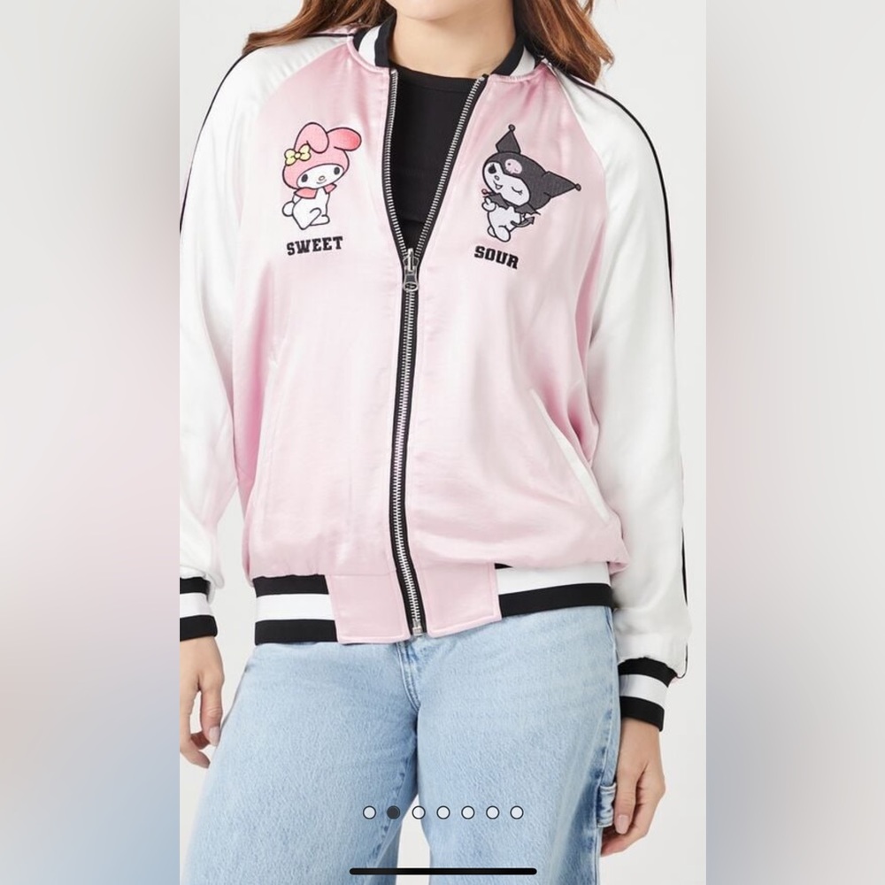 My Melody and Kuromi satin souvenir jacket xs